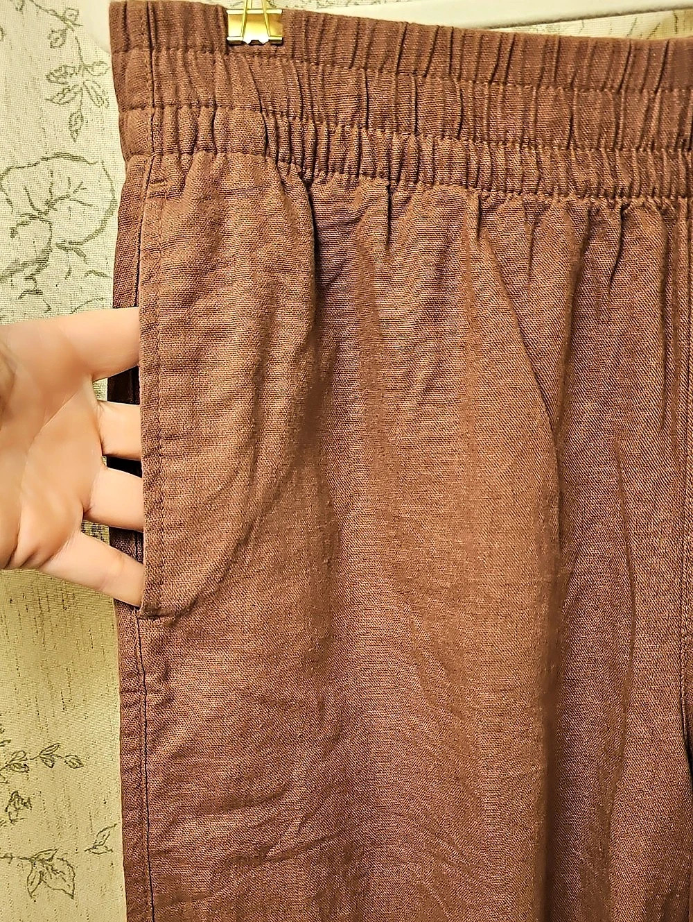 Old Navy Straight Leg Linen Pant in Brown Size Medium NWT - Picture 4 of 4
